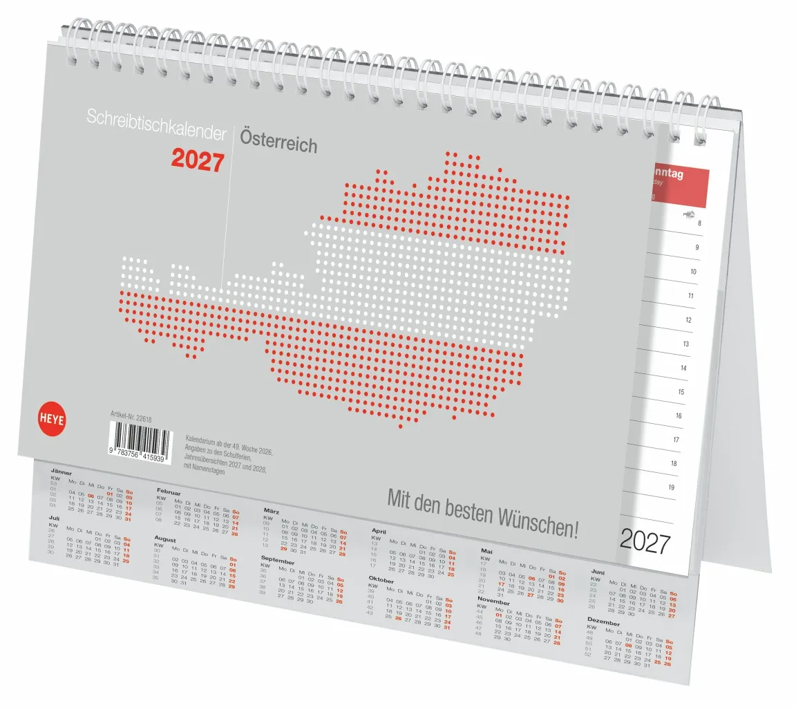Schreibtischkal Österreich groß Tischkalender 2027