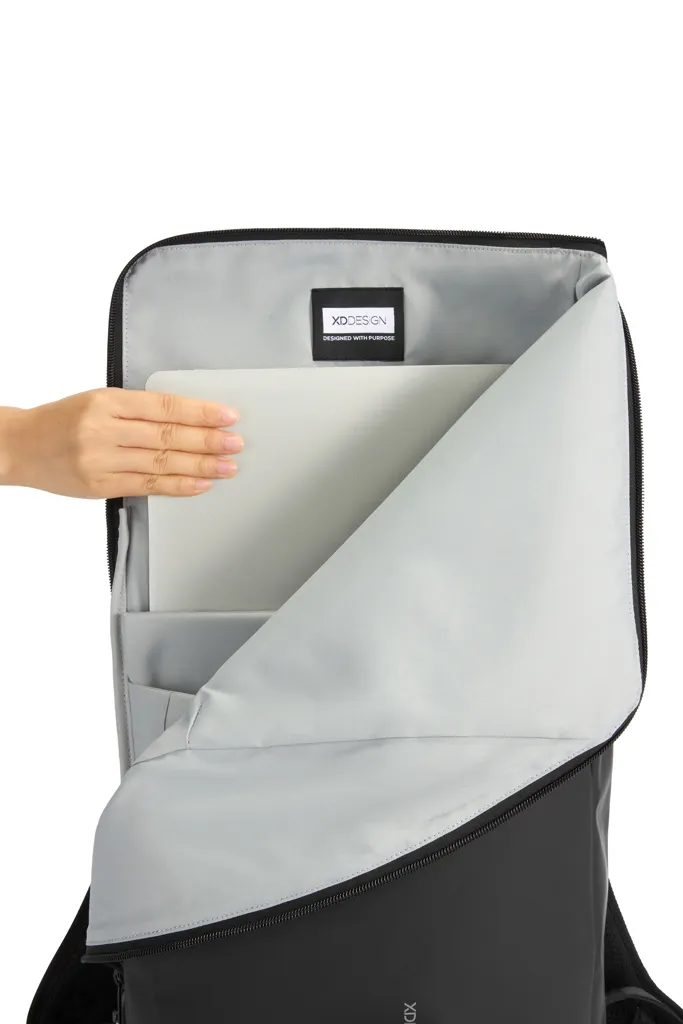 Urban wasserabweisender Flap-Top Rucksack, schwarz – Bild 3