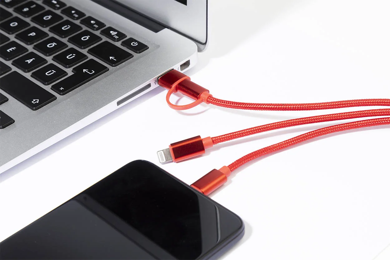 USB-Ladekabel Rafob mit Schlüsselanhänger, rot – Bild 3
