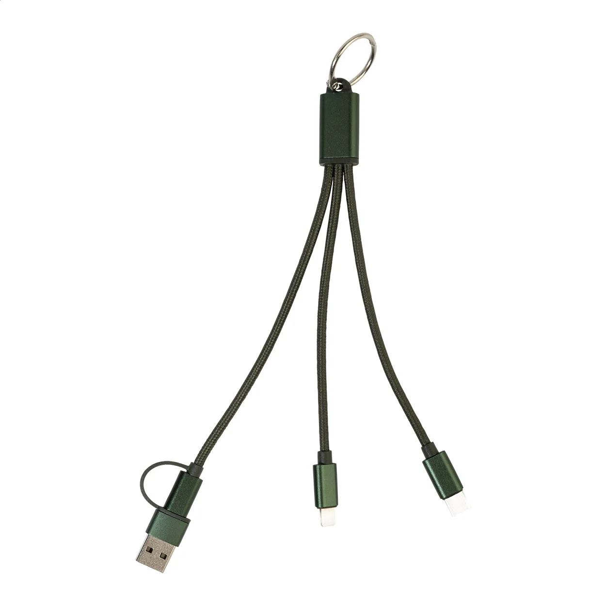 USB-Ladekabel Rafob mit Schlüsselanhänger, dunkelgrün – Bild 2