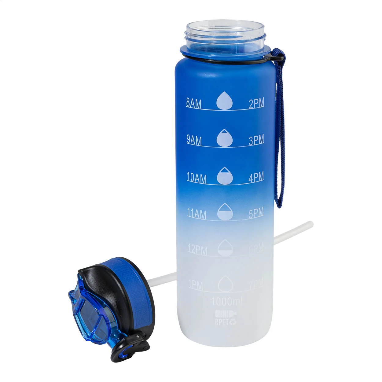 RPET Flasche mit Motivationsanzeige Sipgrade, blau – Bild 2
