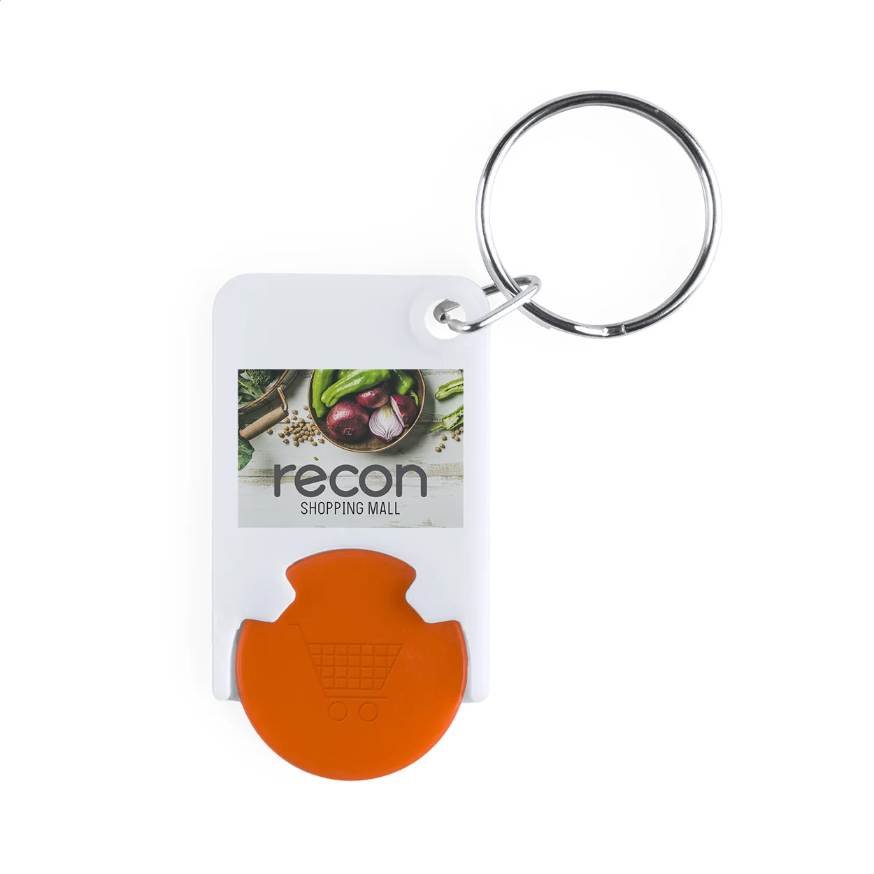 Schlüsselanhänger Trolex mit Einkaufswagenchip, orange, weiß – Bild 2