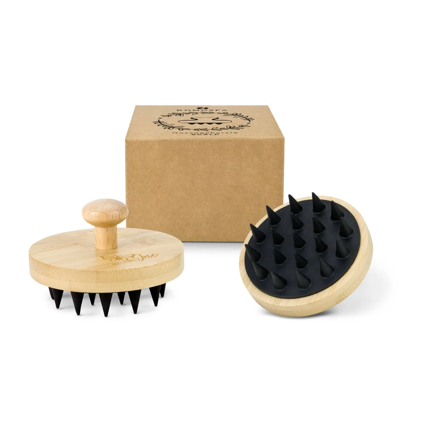 Massagebürste Scalp, Kopfhautbürste mit Silikonnoppen für Wellness-Kopfmassage, braun – Bild 6