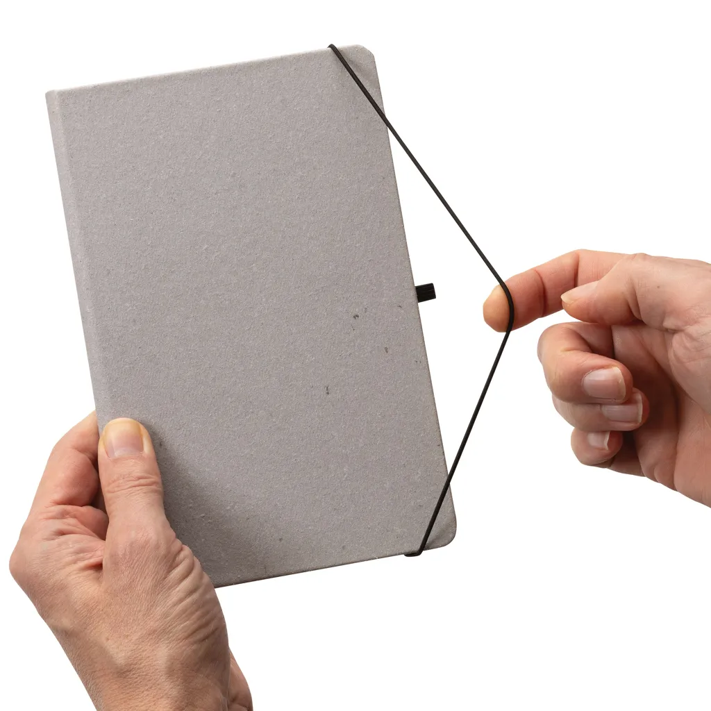 A5 Hardcover Notizbuch aus GRS recyceltem PU, Hellgrau – Bild 8
