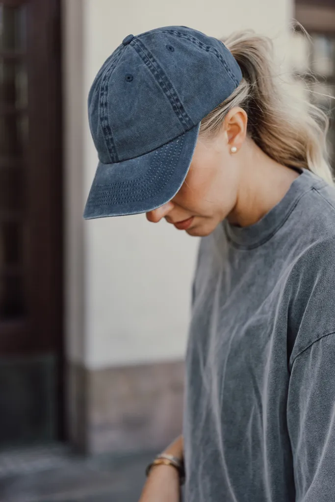 BEAU AWARE™ Washed 6-Panel Kappe aus 270gr/m² Baumwolltwill, navy blau – Bild 8