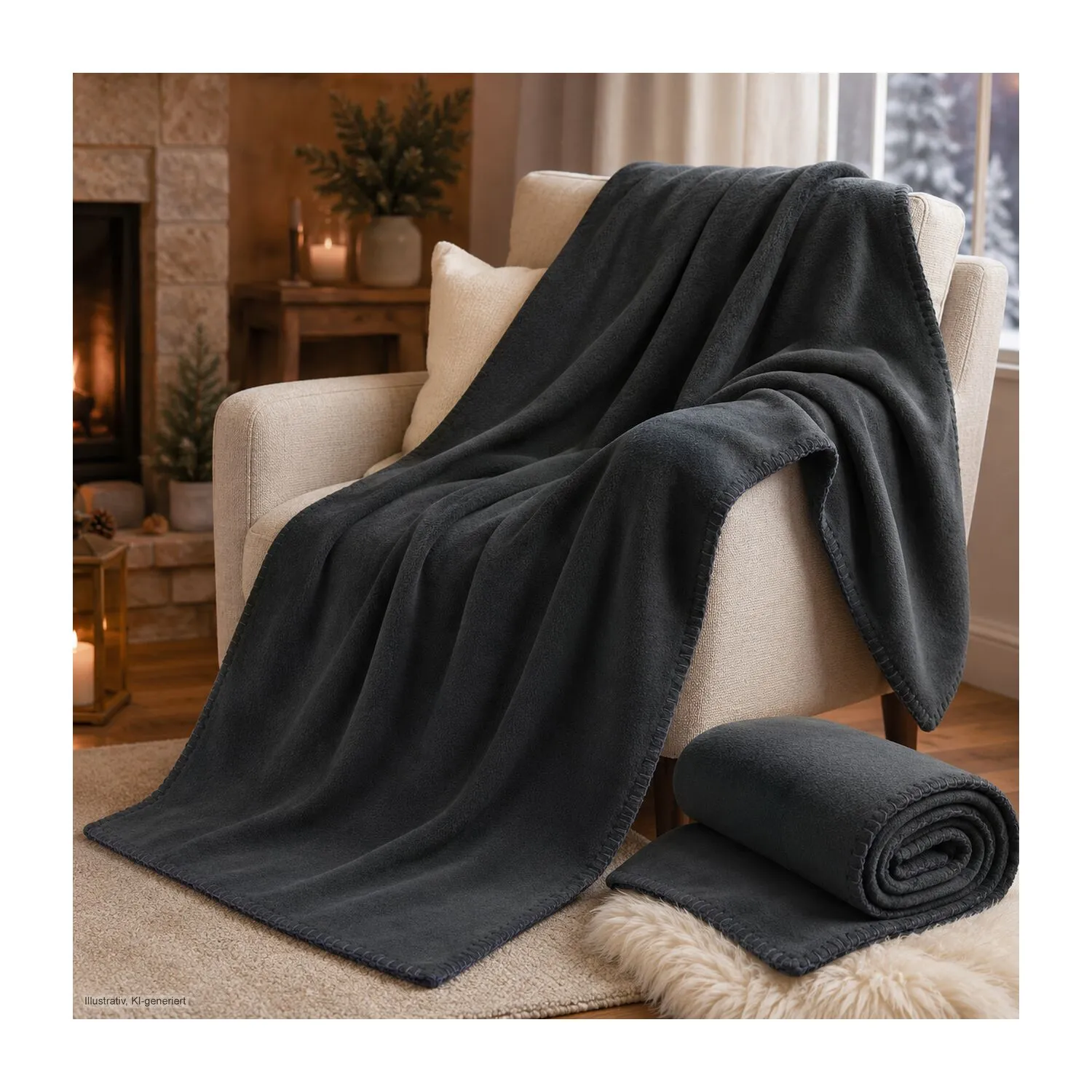 Fleecedecke Basic - 120 x 150 cm, 180 g/m², anthrazit – Bild 4