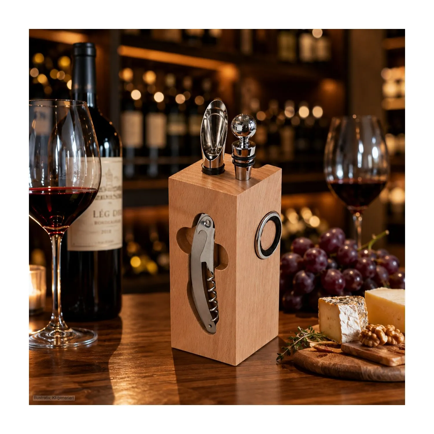 Geschenkset / Präsenteset: Buche-Block mit Wein, orange – Bild 6