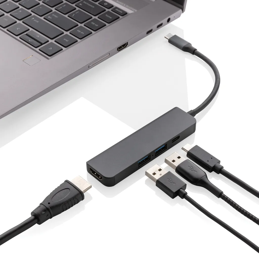 Terra Hub aus RCS recyceltem Aluminium mit HDMI-Input, grau – Bild 2