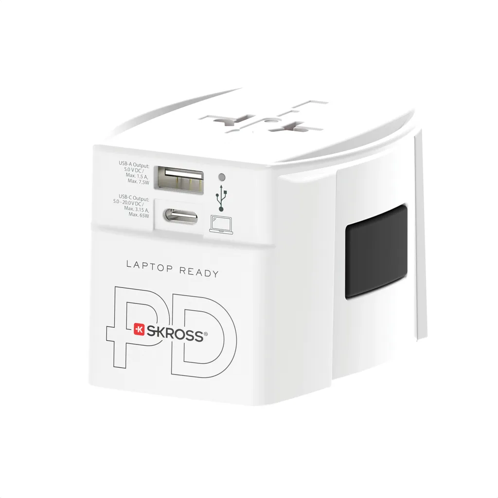 SKROSS World Travel Adapter MUV 65W PD mit USB-C-Kabel, weiß – Bild 2