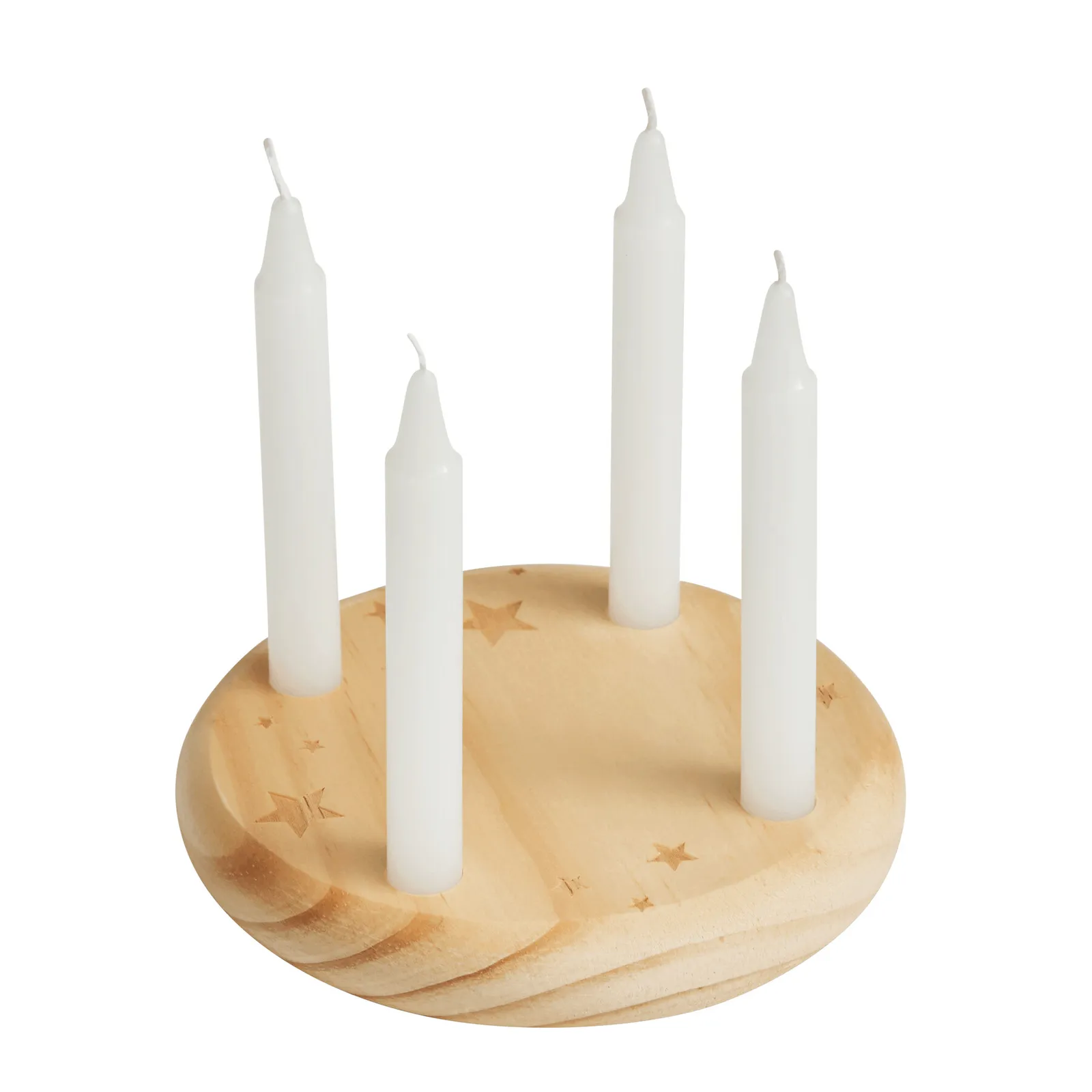4-CHRISTMAS - Kleiner Holz-Adventskranz braun, weiß