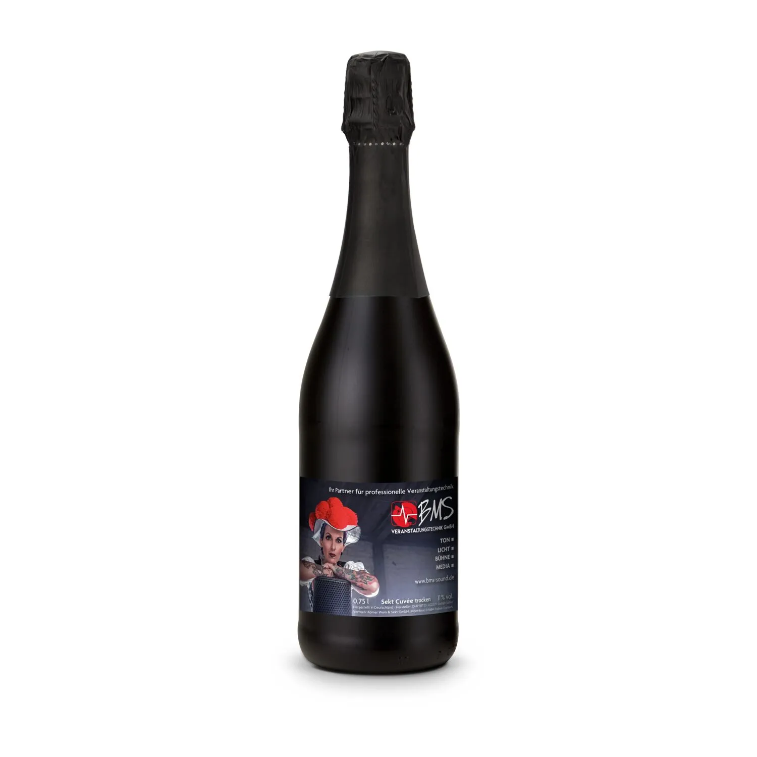 Sekt Cuvée - Flasche schwarz, 0,75 l, schwarz – Bild 2