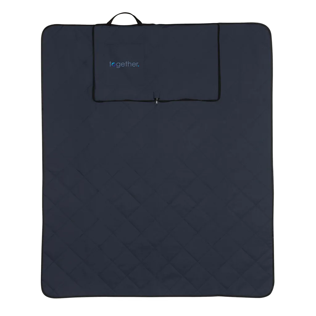 Impact Aware™ RPET faltbare, gesteppte Picknickdecke, navy blau – Bild 4