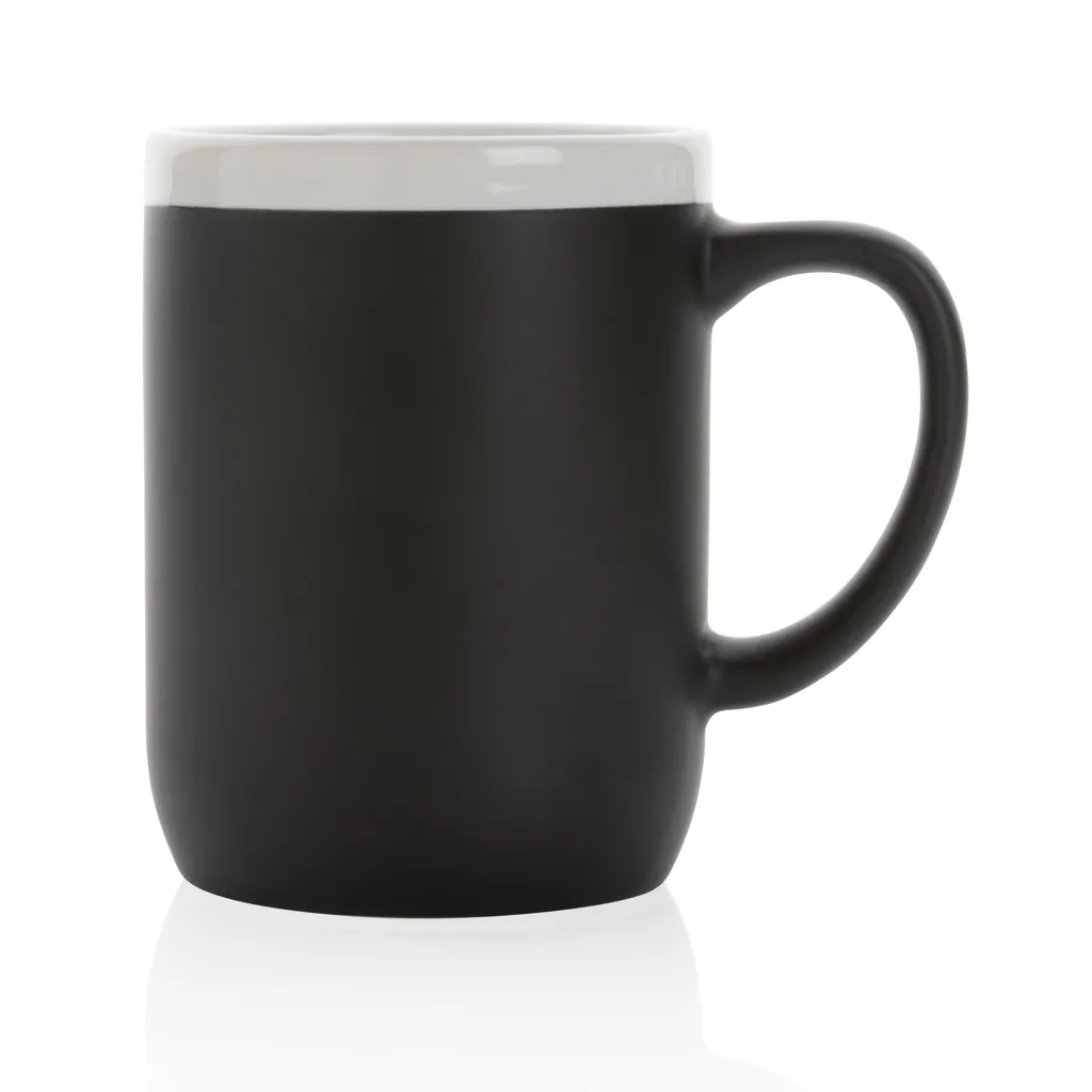 Keramiktasse mit weißem Rand, 300ml, schwarz – Bild 2