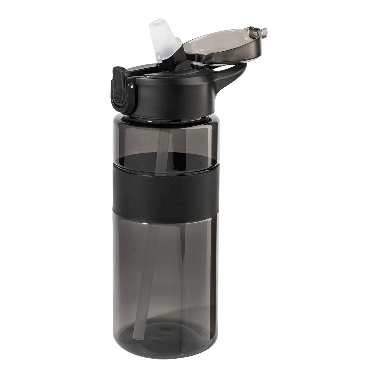 RPET Trinkflasche Fitgrip, schwarz – Bild 2