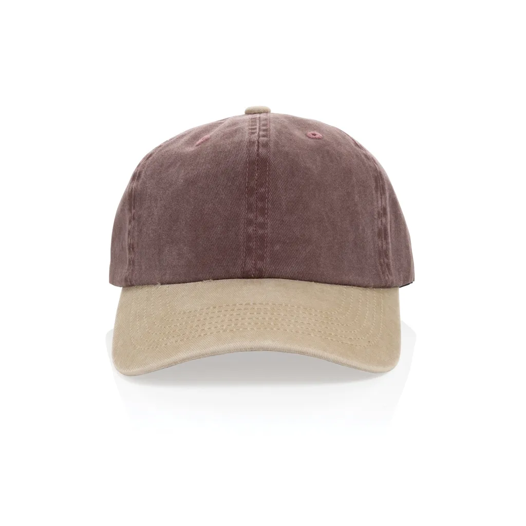 BEAU AWARE™ Two-Tone 6-Panel-Cap aus washed Cotton-Twill, maroon – Bild 3