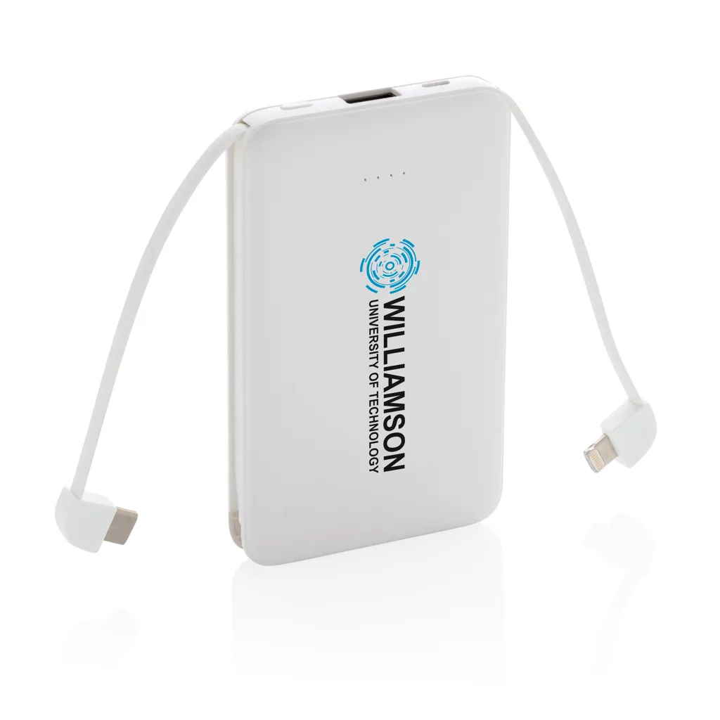 5.000 mAh Powerbank mit integriertem Kabel, weiß – Bild 6