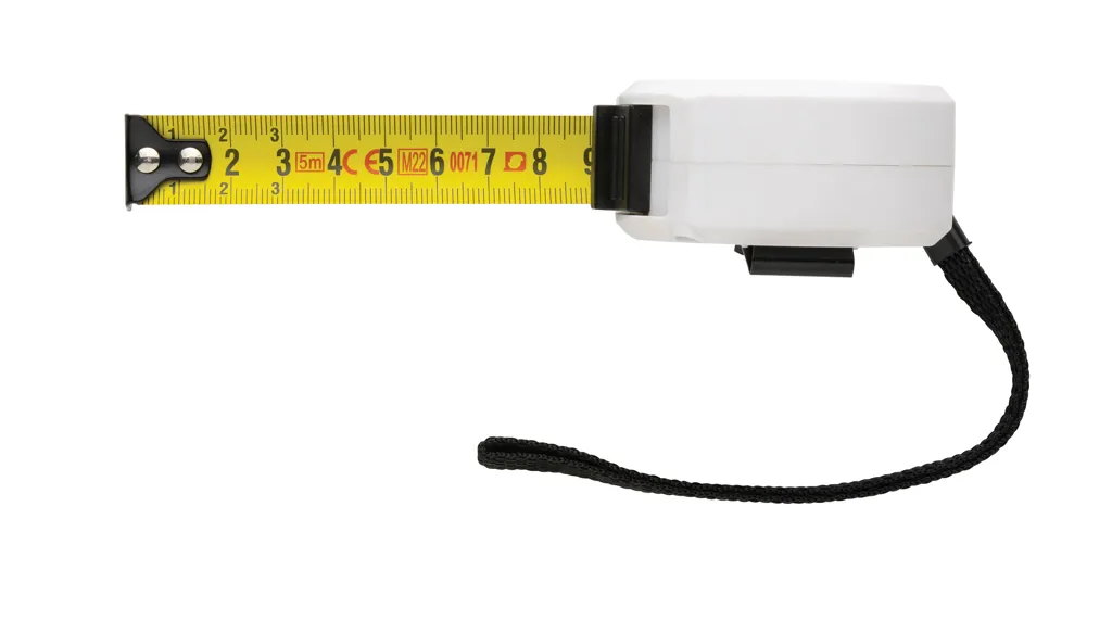 5m/19mm Maßband aus RCS recycelt. Kunststoff & Bambus, weiß – Bild 3