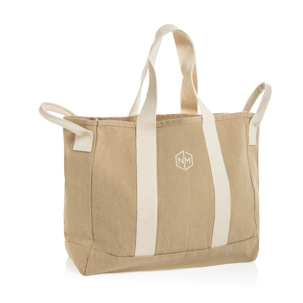 BEAU AWARE™ Strandtasche aus 400gr/m² recyceltem Canvas, beige – Bild 4
