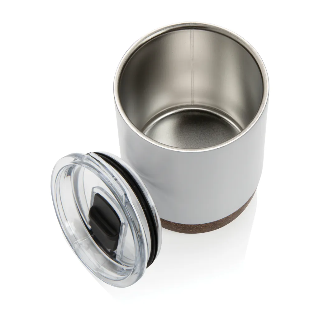 Kleine Vakuum-Kaffeetasse aus RCS rSteel & Kork, weiß – Bild 3