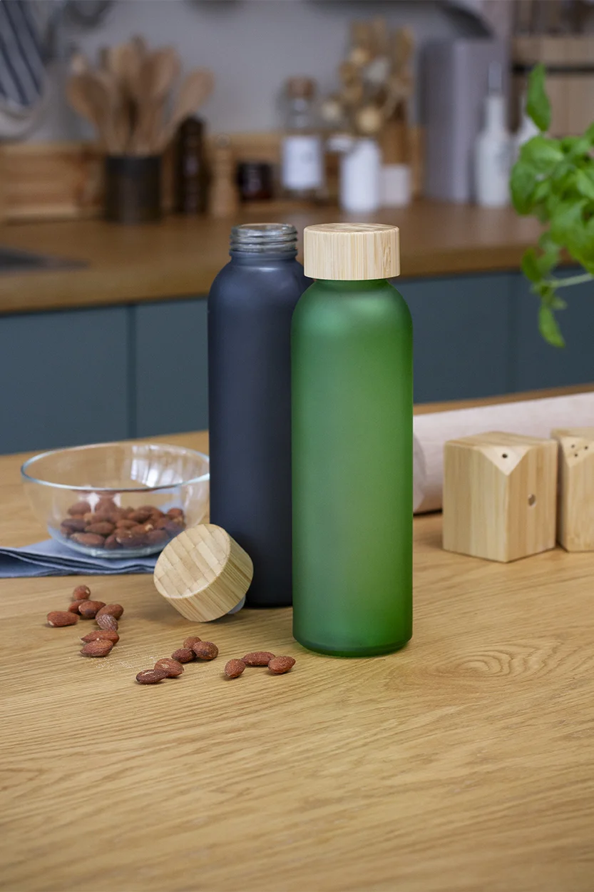 Glas-Trinkflasche Cloody, blau – Bild 4