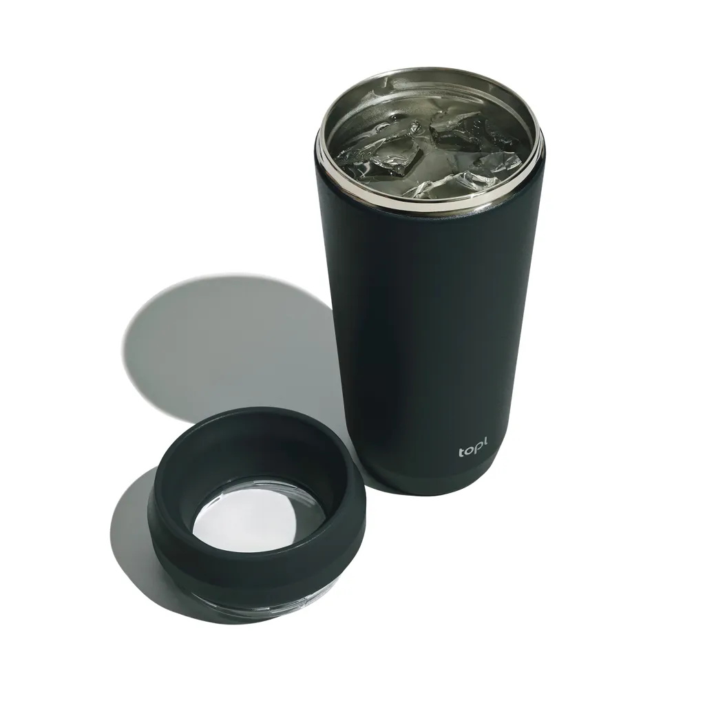 Topl-Trinkbecher aus rec. Stahl mit 360-Grad-Deckel 354ml, grau – Bild 2