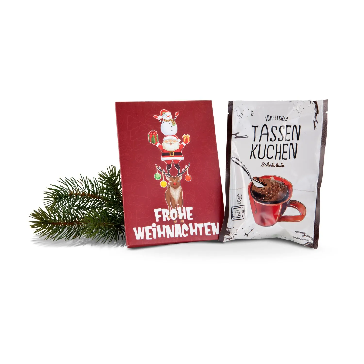 Geschenkset / Präsenteset: Frohe Weihnachten Tassenkuchen, rot – Bild 2