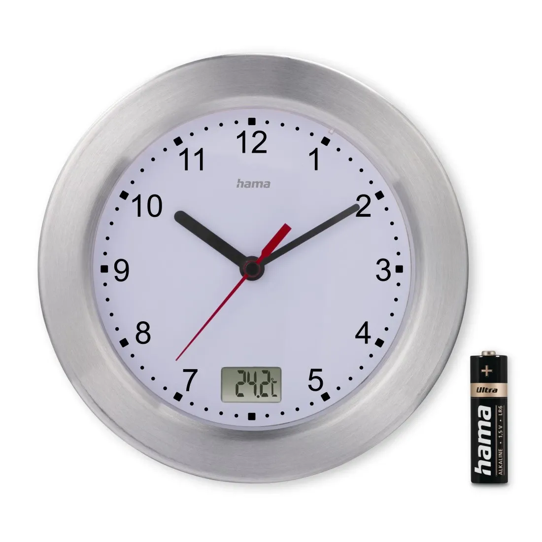 Hama "Mauritius" Wanduhr, Silber – Bild 6