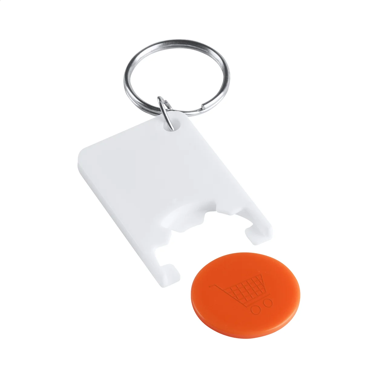 Schlüsselanhänger Trolex mit Einkaufswagenchip, orange, weiß – Bild 3