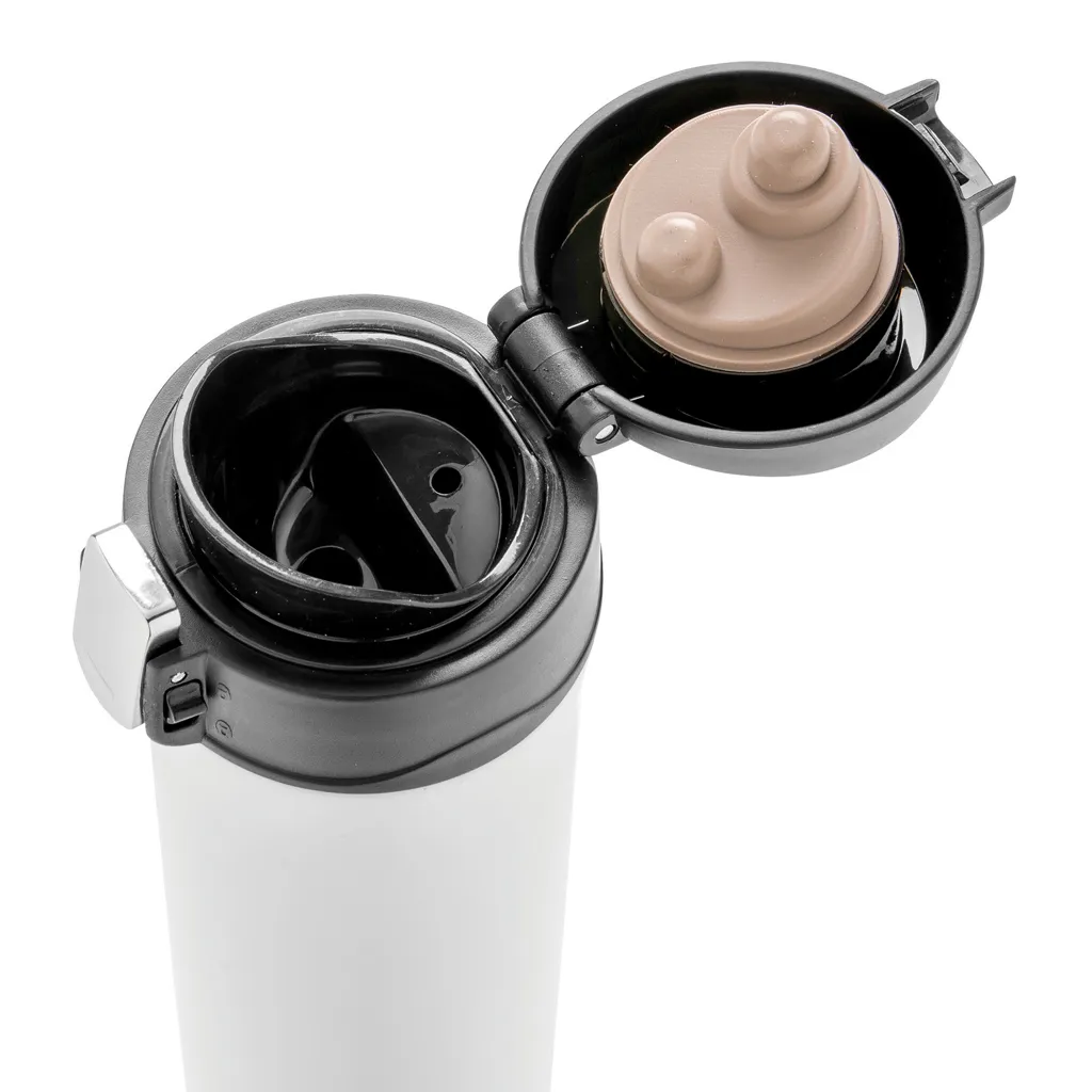 Easy-Lock Vakuum-Becher aus RCS recyceltem Stainless-Steel, weiß – Bild 3