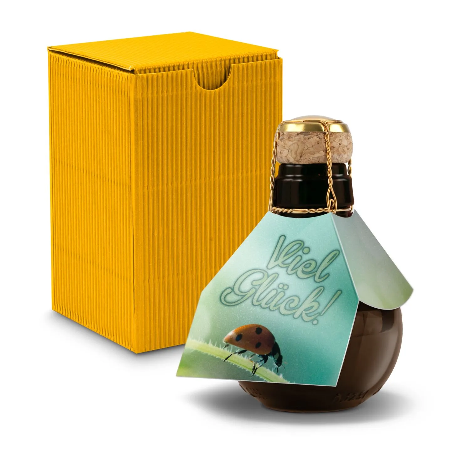 Kleinste Sektflasche der Welt! Viel Glück - Inklusive Geschenkkarton, 125 ml