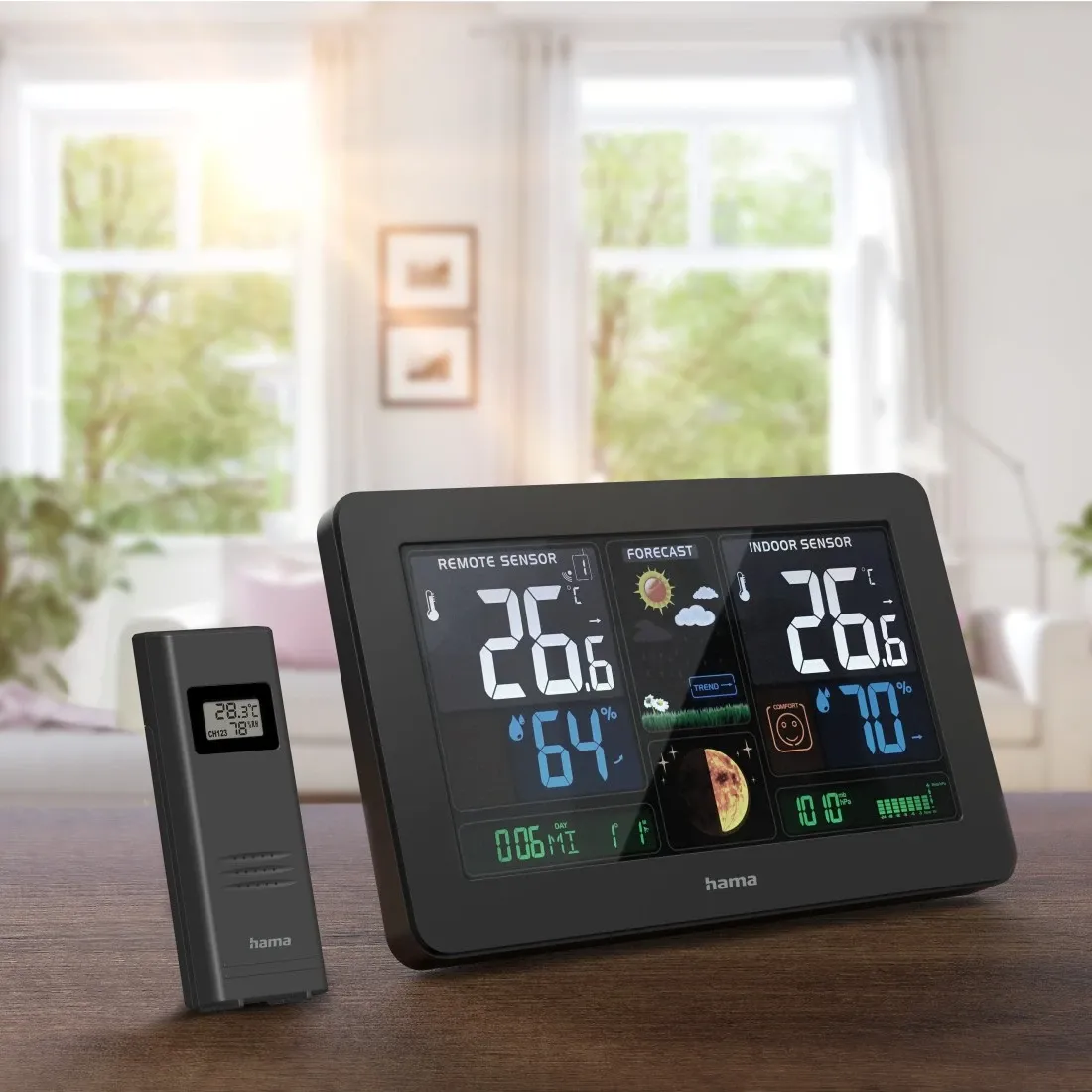 Hama "Premium" Wetterstation mit LED-Farbdisplay, Schwarz – Bild 8