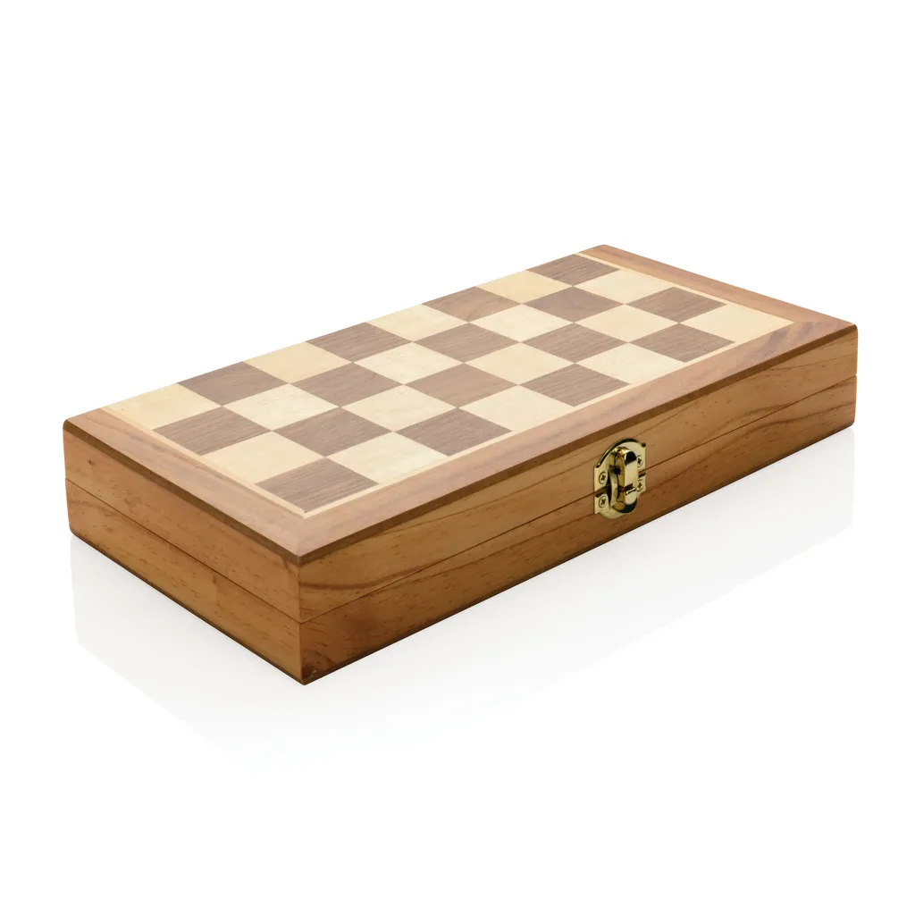 Faltbares Schachspiel aus Holz, braun – Bild 3