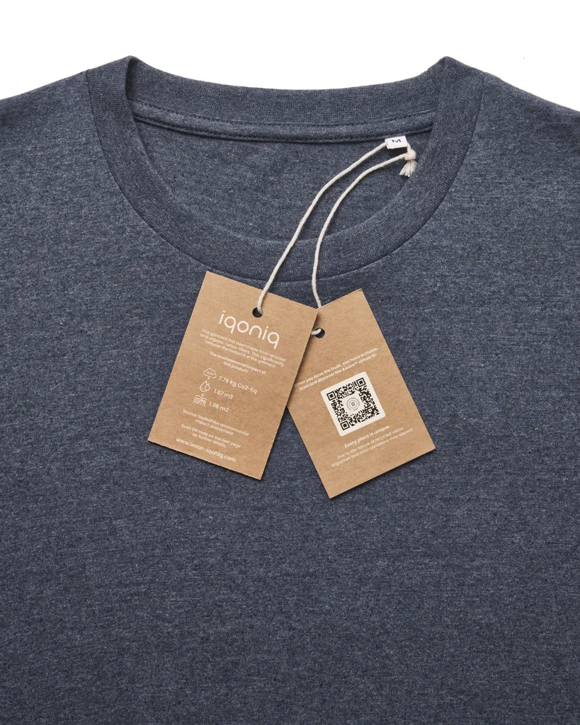 IQONIQ Manuel ungefärbtes T-Shirt aus recycelter Baumwolle, heather navy – Bild 3