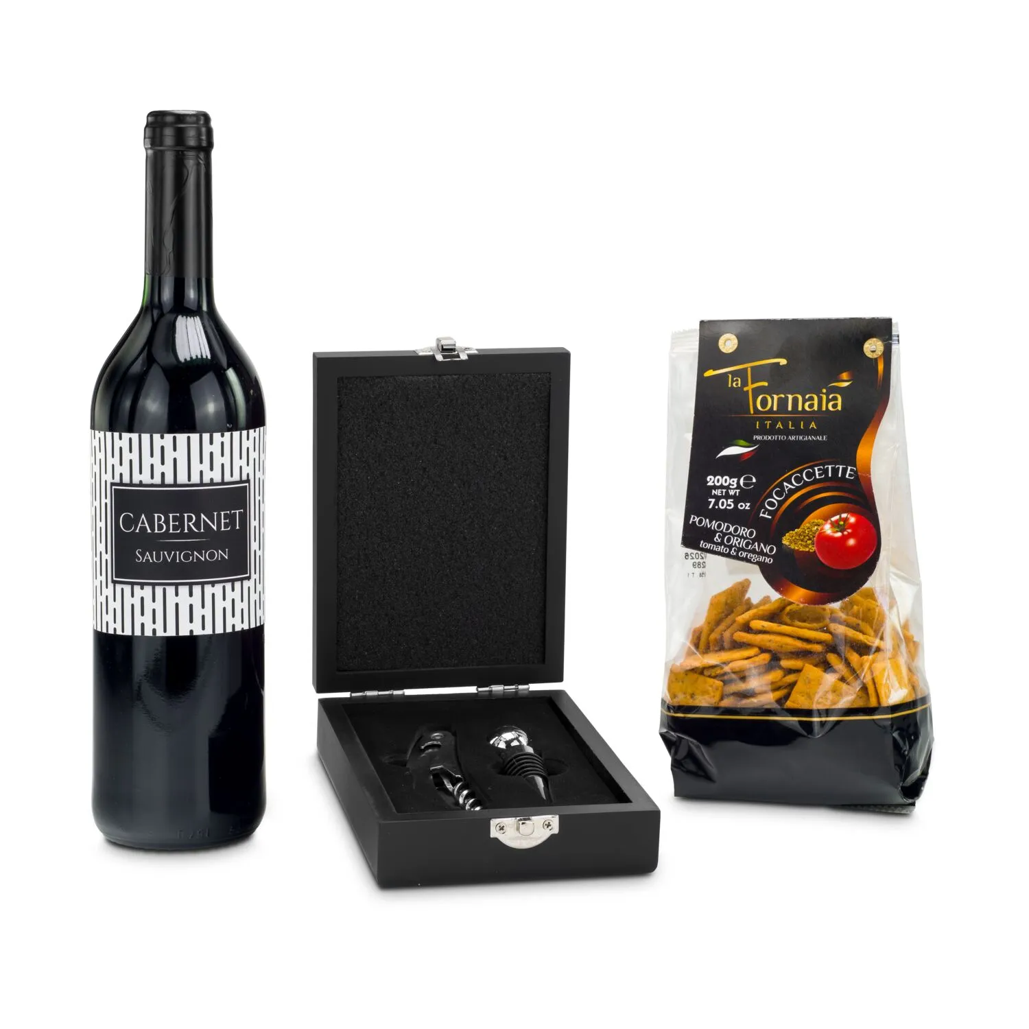 Geschenkset / Präsenteset: Wein & Snack, schwarz – Bild 3