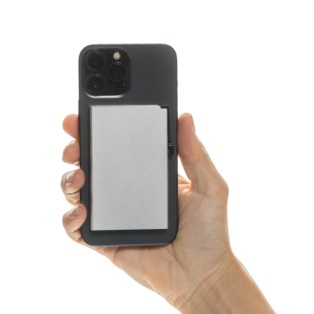 Magnetischer RFID-Kartenhalter aus Aluminium für Smartphones, silber – Bild 4