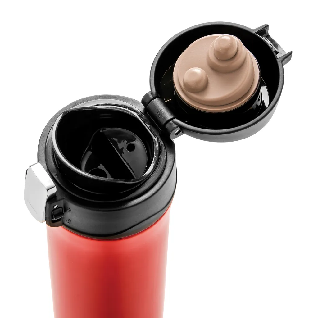 Easy-Lock Vakuum-Becher aus RCS recyceltem Stainless-Steel, rot – Bild 3