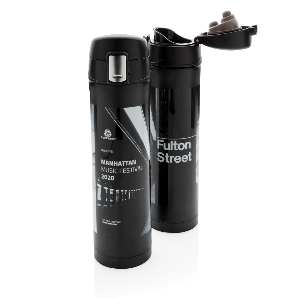Easy Lock Vakuum-Flasche aus RCS recyceltem Stahl, schwarz – Bild 5