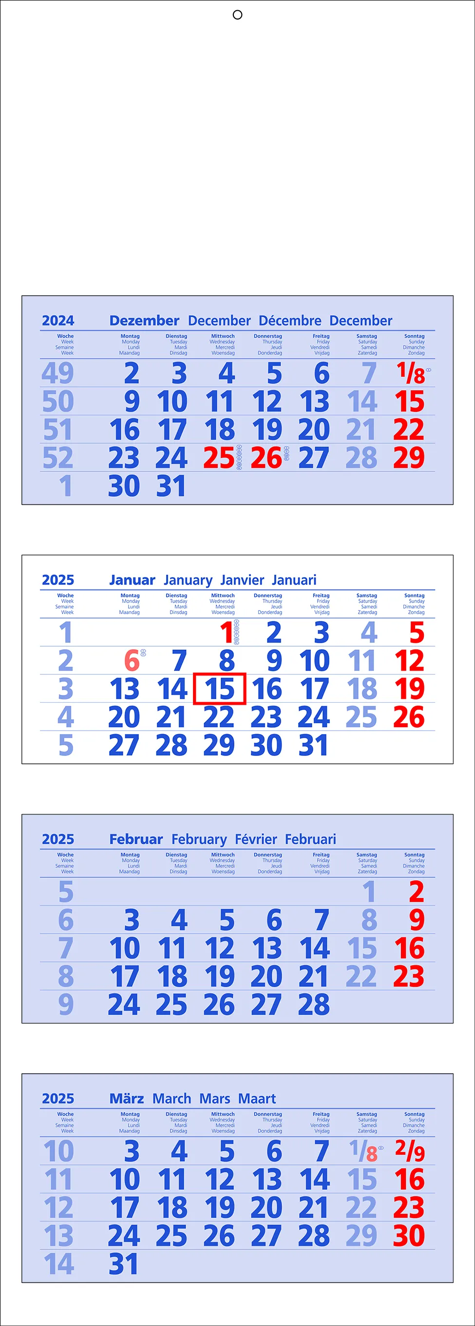 4−Monatsplaner Modell 3392 blau 2027