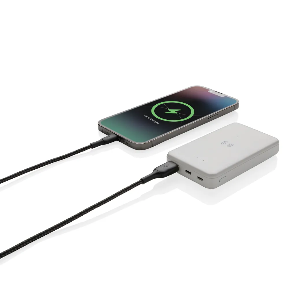 5.000mAh 5W Wireless Powerbank aus RCS recyceltem Kunststoff, weiß – Bild 2