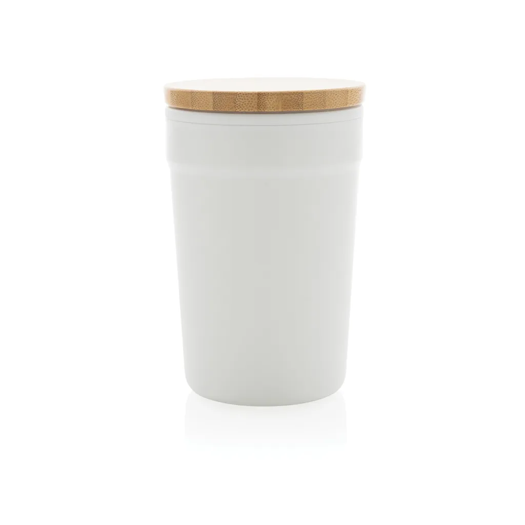 GRS rPP-Becher mit Bambusdeckel, weiß – Bild 2