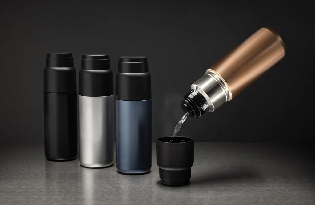 Thermocup RCS – recycelte Thermosflasche mit Becher, 500ml, schwarz – Bild 7