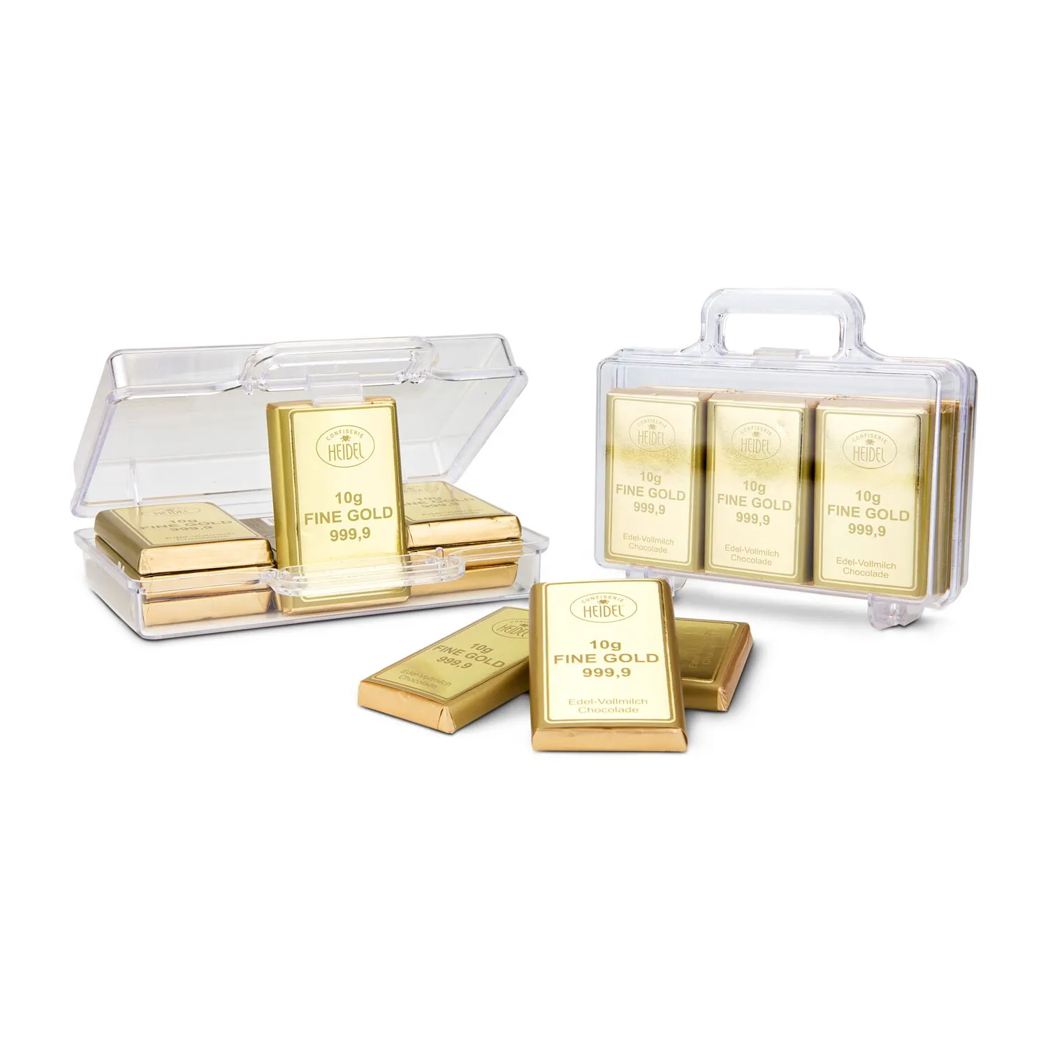 Geschenkartikel / Präsentartikel: Du bist Gold wert - Goldkoffer mit 12 Goldbarren, Edelvollmilch-Schokolade (120 g), gold – Bild 4
