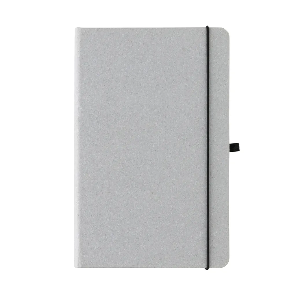 A5 Hardcover Notizbuch aus GRS recyceltem PU, Hellgrau – Bild 4