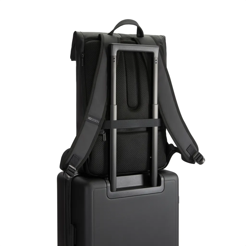 Urban wasserabweisender Flap-Top Rucksack, schwarz – Bild 8