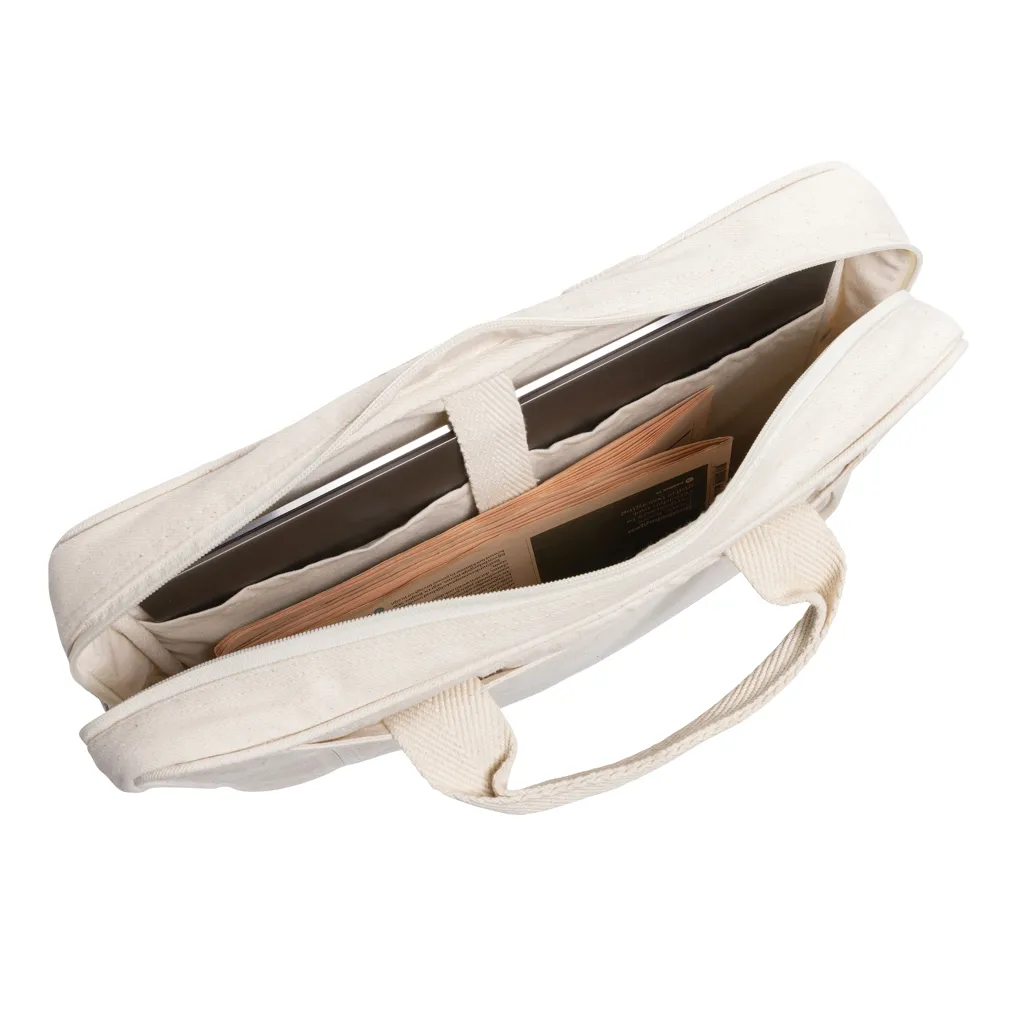 Laluka AWARE™ 15.4" Laptop-Tasche aus recycelter Baumwolle, off white – Bild 4