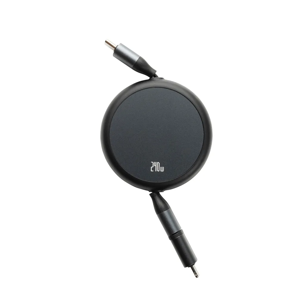 Terra ausziehbares 240W 2-in-1 Kabel aus RCS rec. Aluminium, schwarz – Bild 4