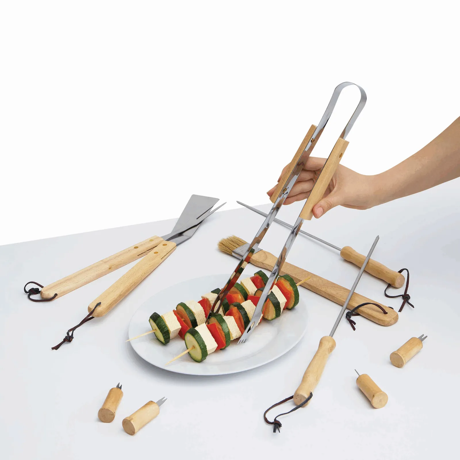 FRIED - Hochwertiges Grillbesteck holz, schwarz, holz, schwarz – Bild 5