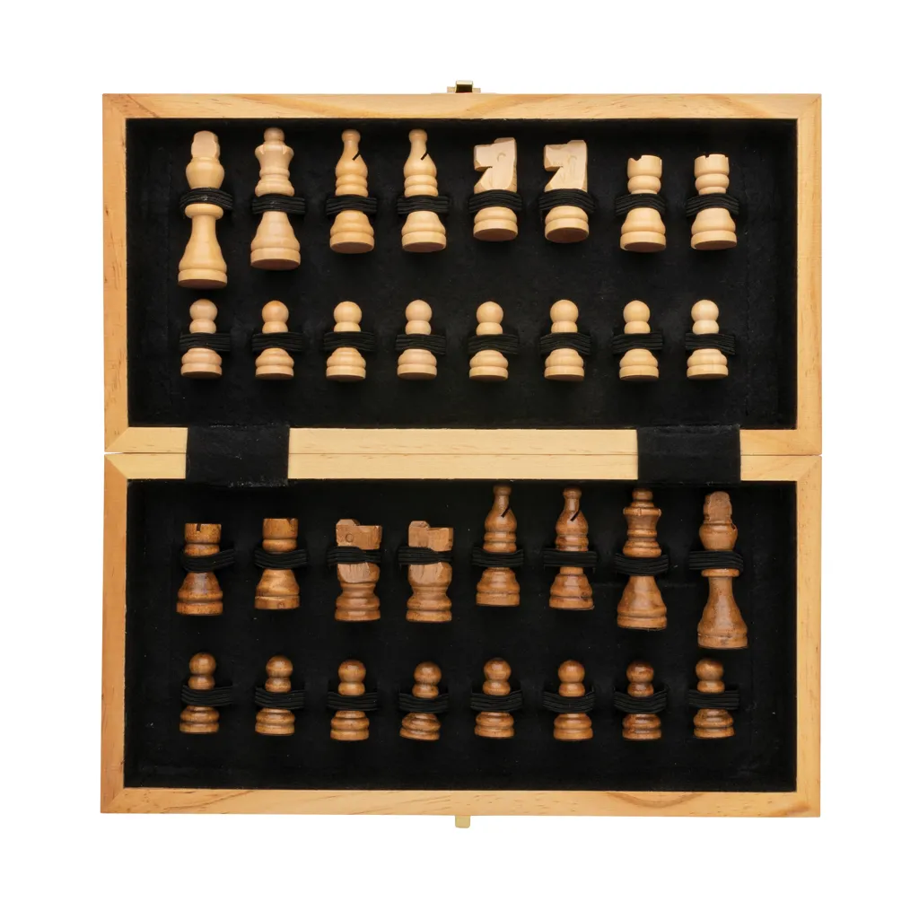 Faltbares Schachspiel aus Holz, braun – Bild 7