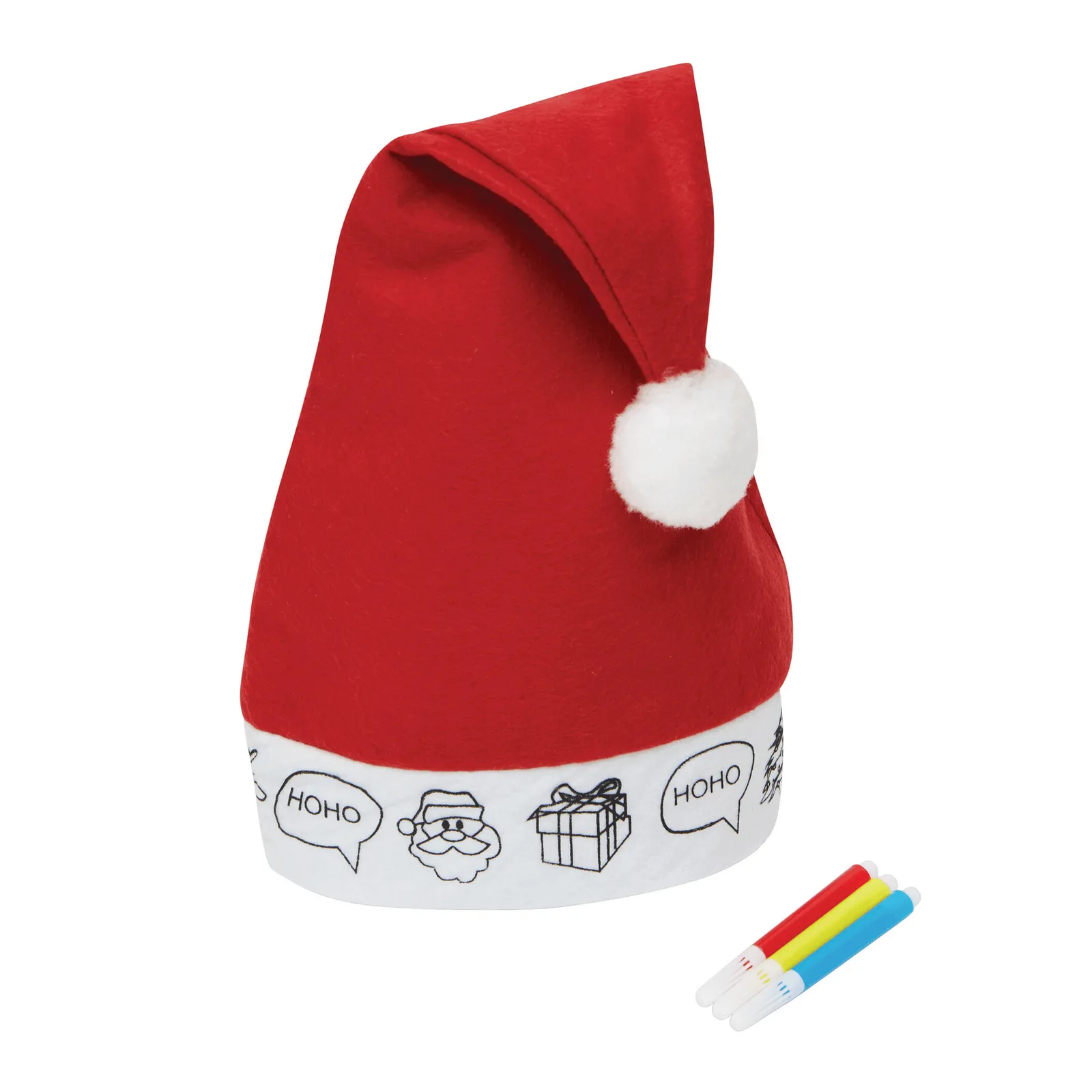 COLOURFUL HAT - Bemalbare Filz-Weihnachtsmann-Mütze rot, weiß