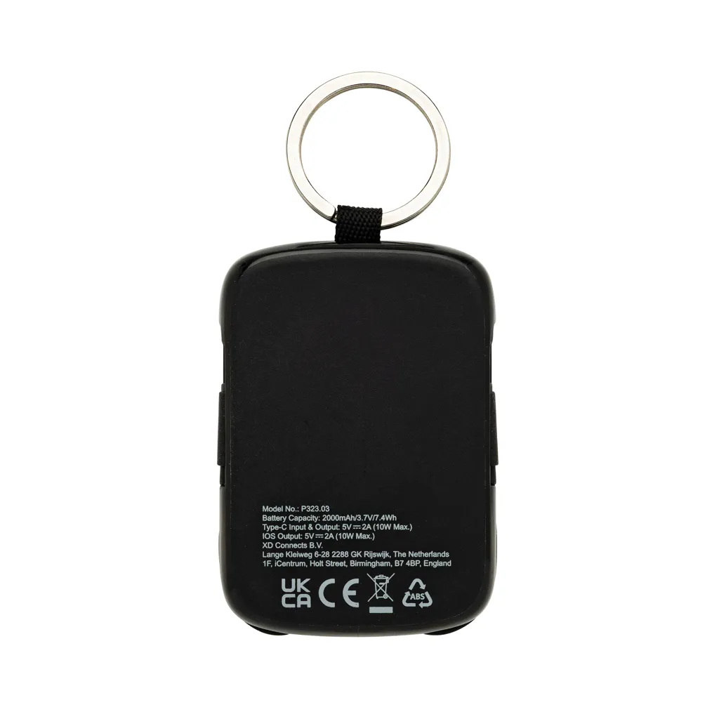 Nexo RCS Key-Chain-Powerbank 2.000mAh mit integr. Kabeln, schwarz – Bild 6